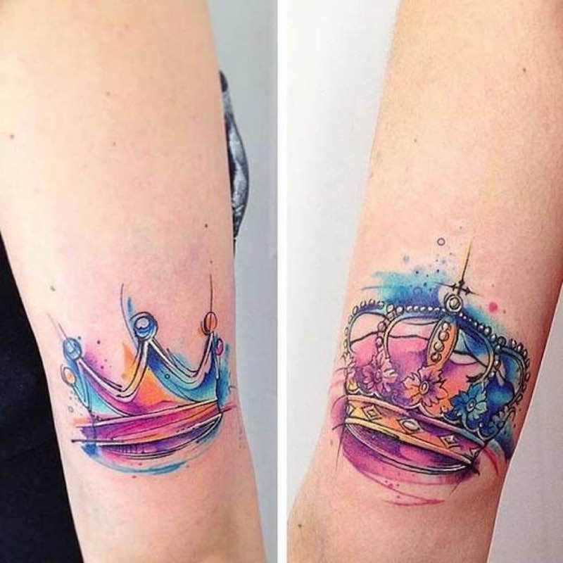 Tattoo Couronnes en Watercolor