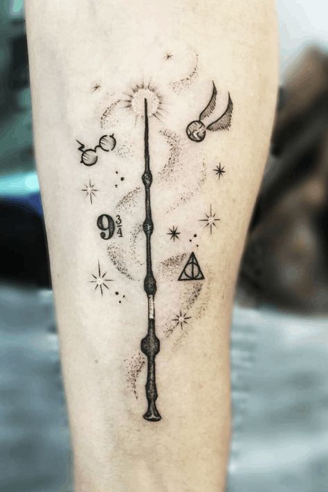 Tattoo Harry Potter baguette